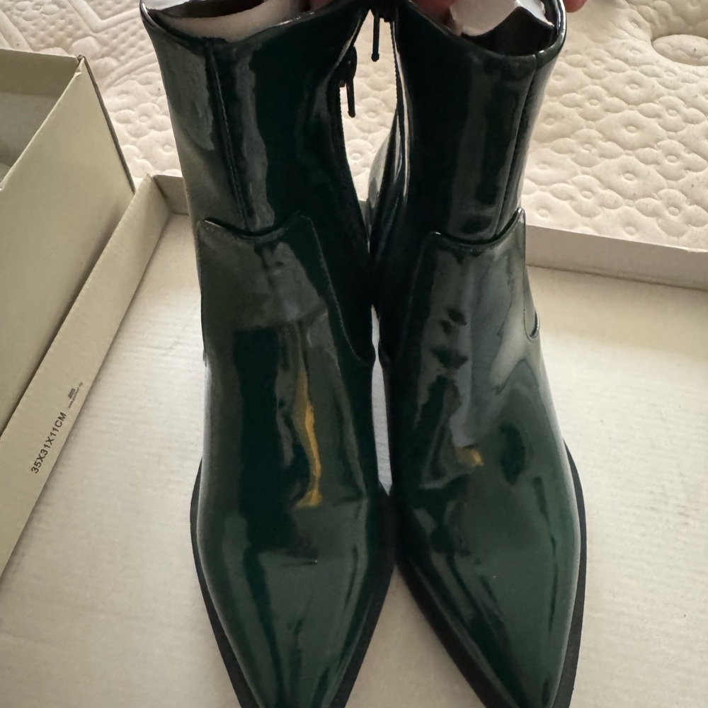 Pleather Green Ankle Boots